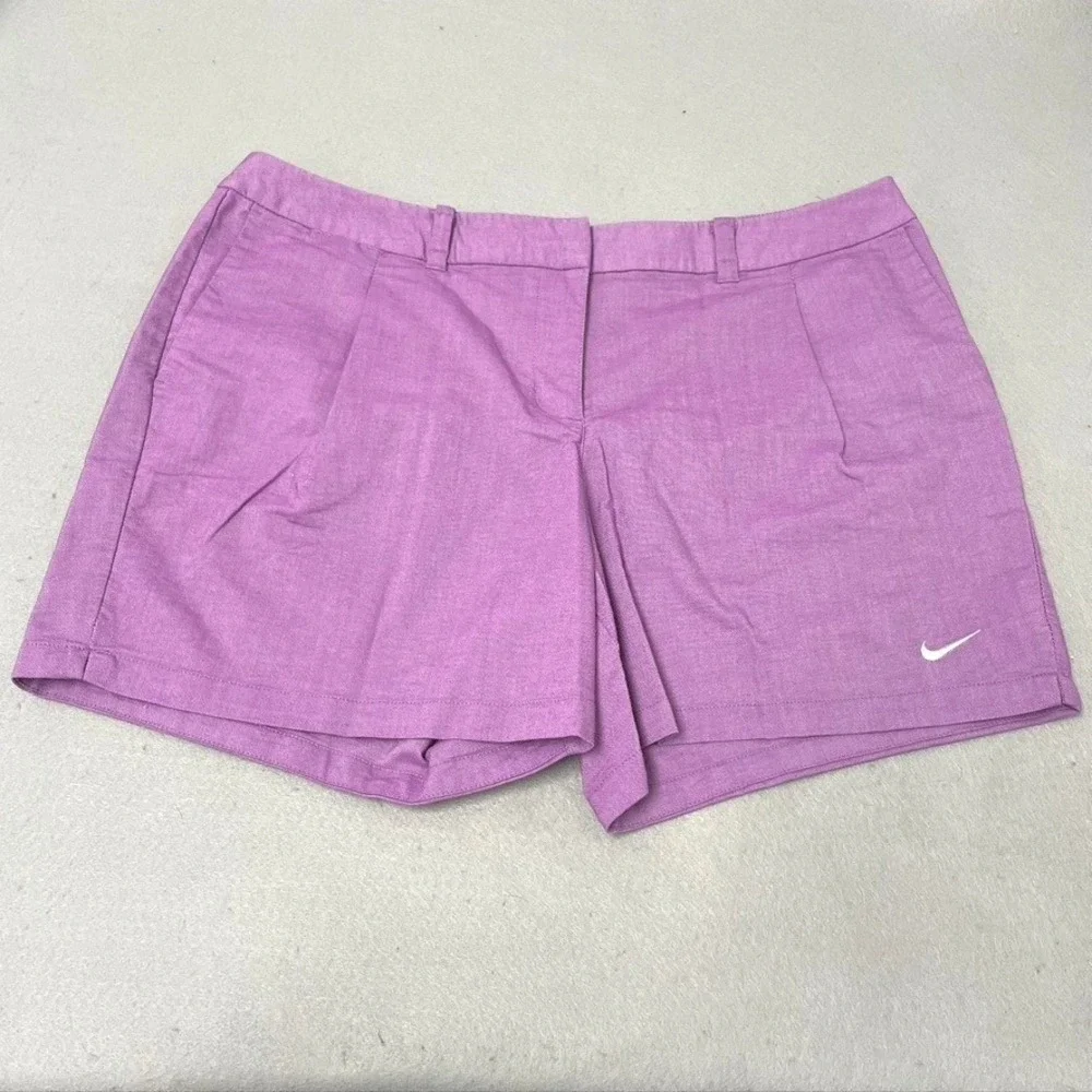 Nike Golf Shorts Women 14 Adult Purple Dri-FIT Flat Front Chino Preppy Active